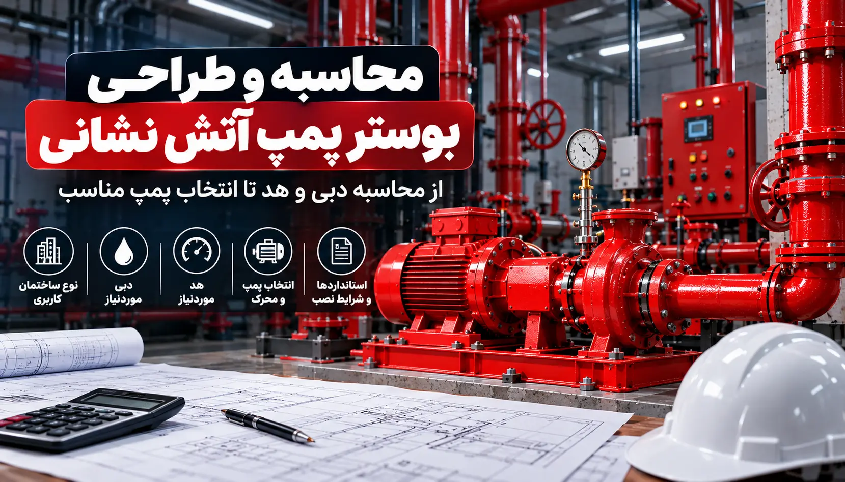 محاسبه و طراحی بوستر پمپ آتش نشانی