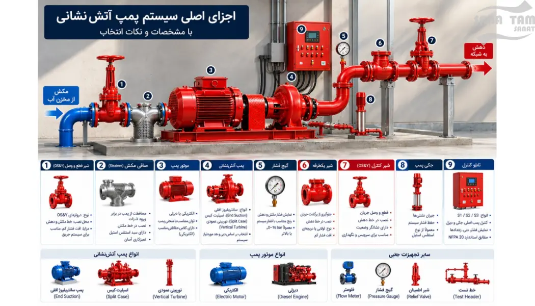 محاسبه و طراحی بوستر پمپ آتش نشانی